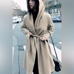 ZARA, Hoodie Belted Coat